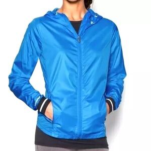 Under Armour Layered Up Packable Blue‎ Reflective Running Jacket Windbreaker